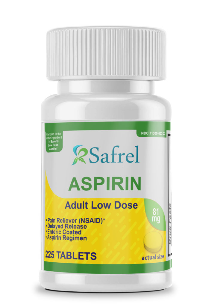 Aspirin 81mg Tablets Adult Low Dose Enteric Coated Safrel